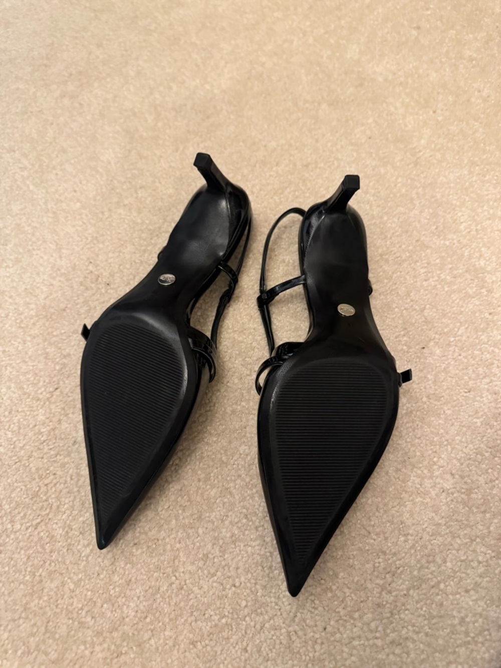 Zara Black Patent Pointed Slingback Flats with Strap - Picture 2 of 3